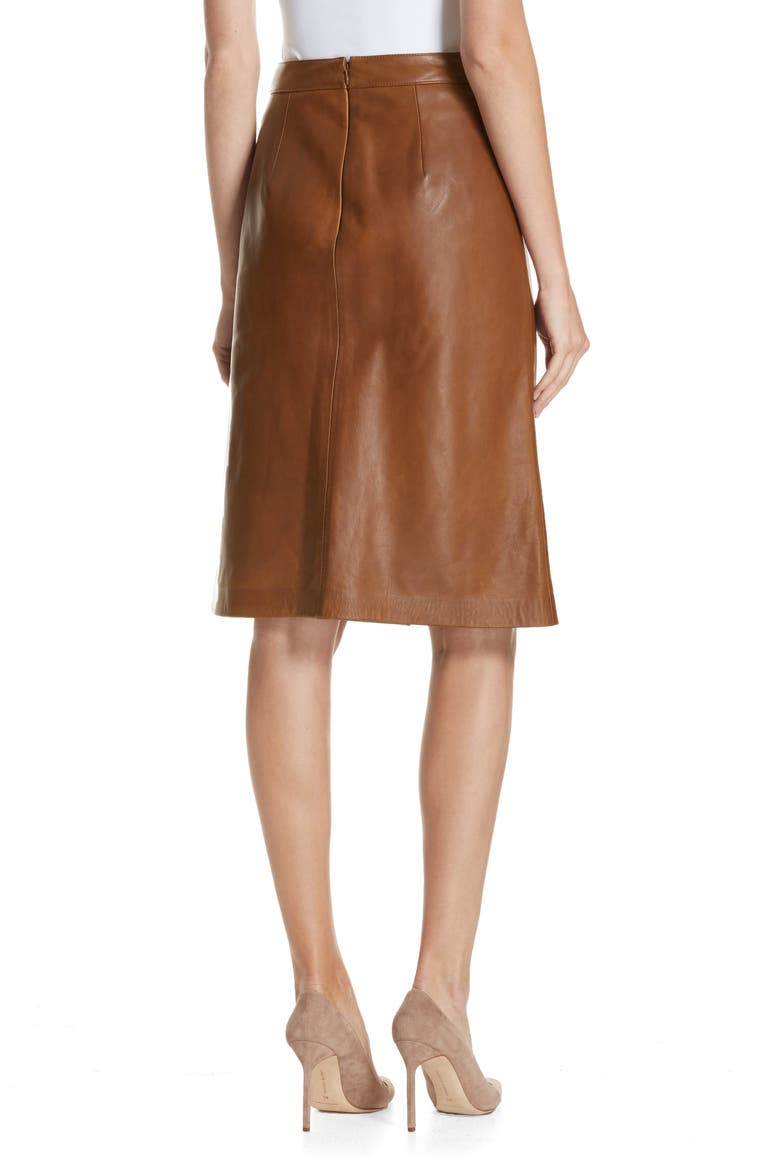 Faux Wrap Leather Skirt, Alternate, color, RUST BISQUE