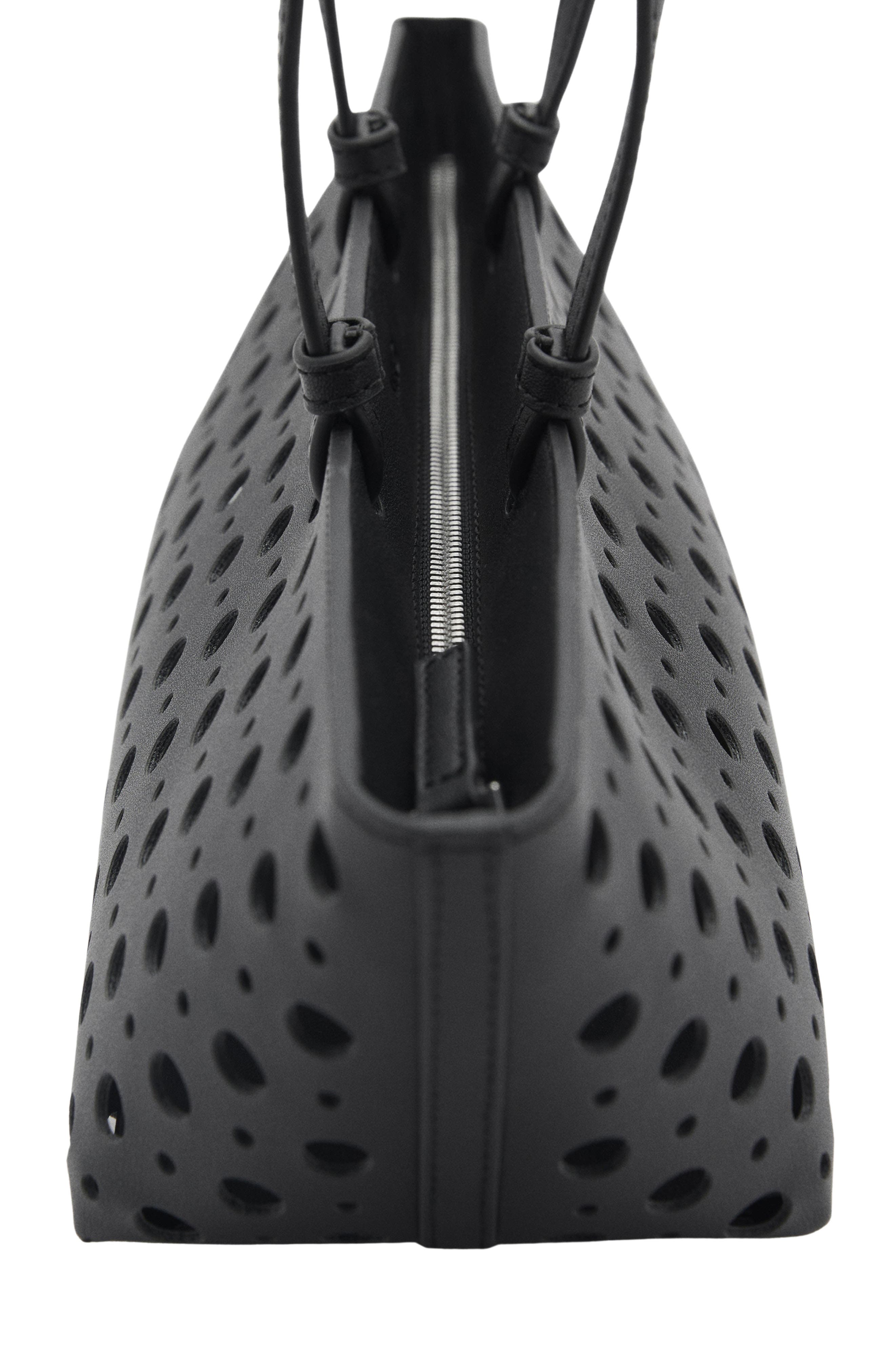 MANGO Die-Cut Faux Leather Shoulder Bag, Alternate, color, 