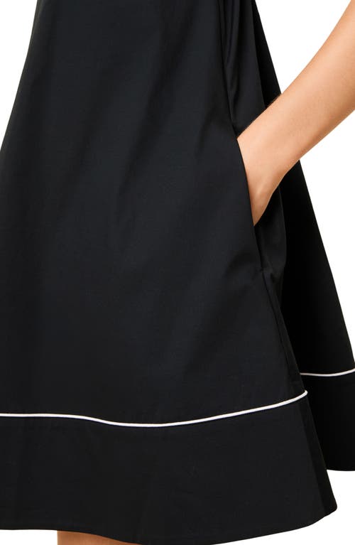 Solid & Striped Grace Trapeze Stretch Cotton Poplin Mini Sundress In Black