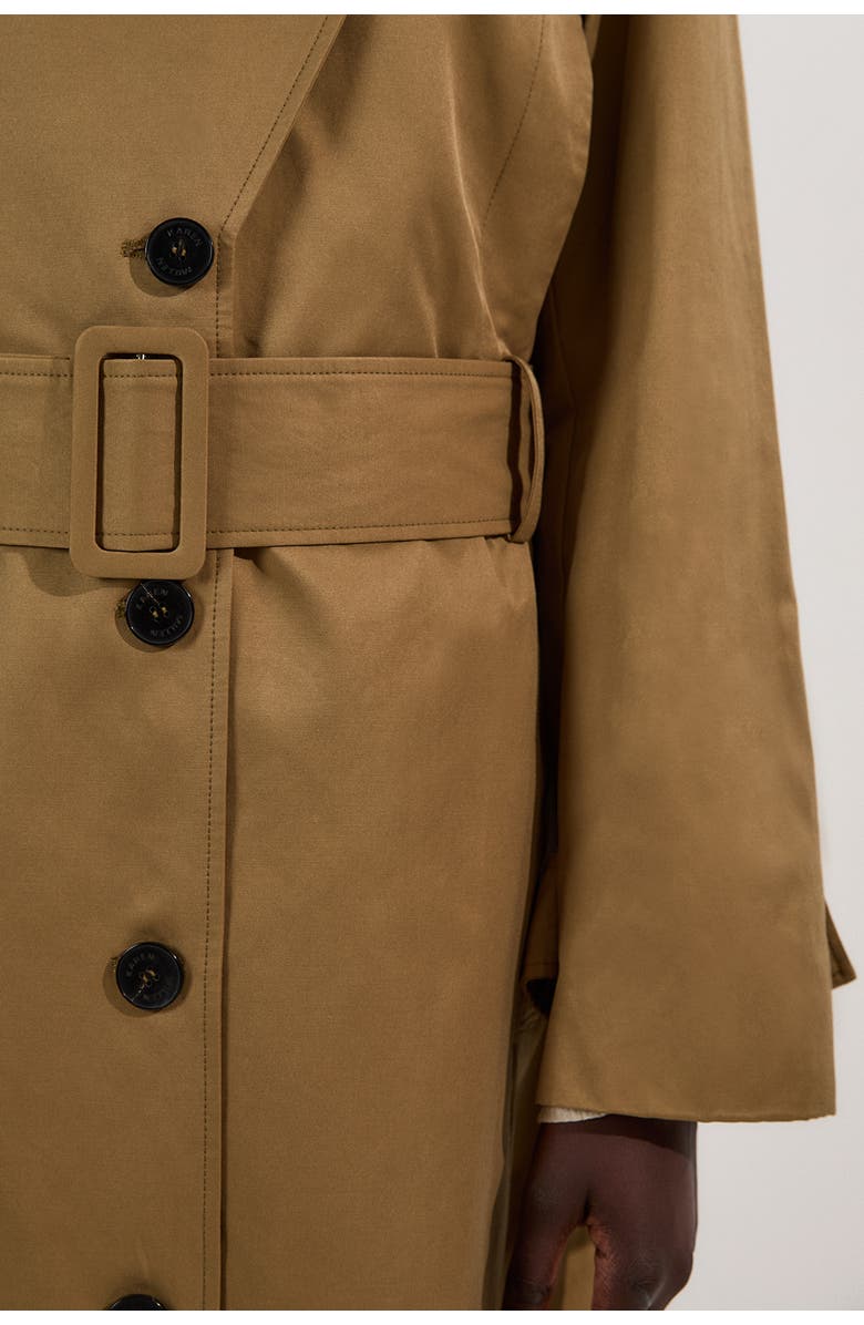 Karen Millen Strong Shoulder Belted Maxi Trench Coat, Alternate, color, Olive