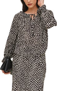 Bella Dahl Ruffled Tie Neck Long Sleeve Top
