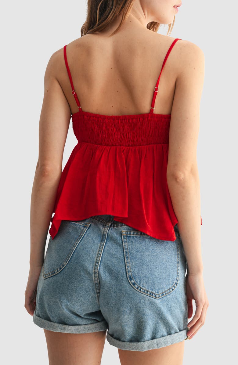 All in Favor Lace Detail Handkerchief Hem Camisole, Alternate, color, Red