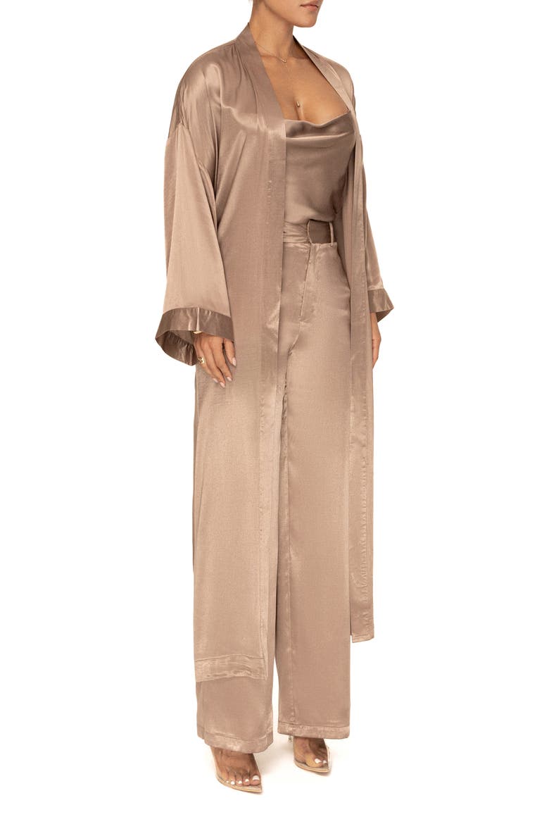 Forever & Always Satin Robe, Alternate, color, BROWN