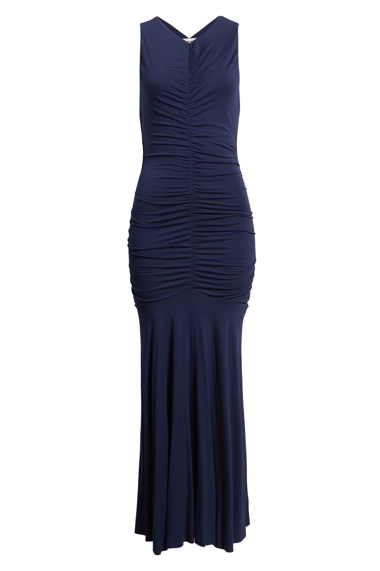 Ruched Sleeveless Maxi Dress, Alternate, color, NAVY IRIS