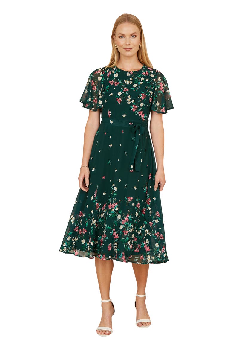 nordstrom skater dress Yumi Navy Daisy Mirror Placement Skater Dress With Angel Sleeves