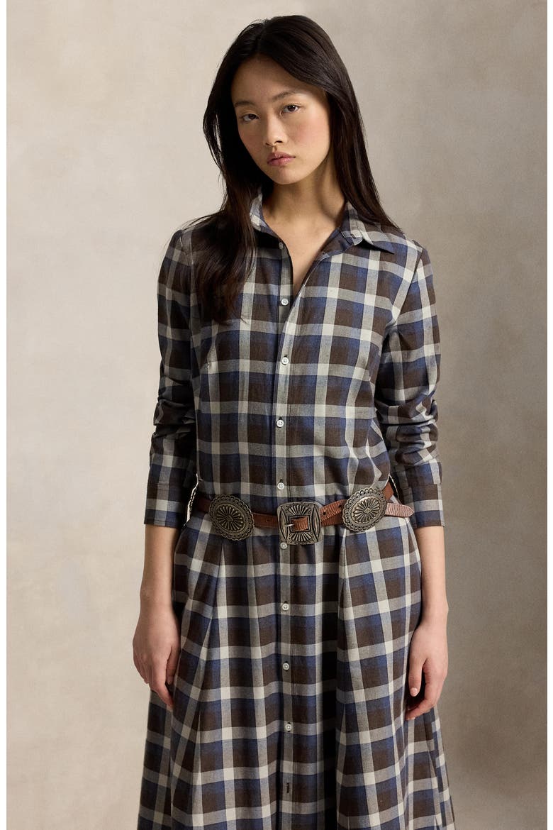 Cotton Twill Fit and Flare Midi Shirtdress, Alternate, color, 2072 BR BL