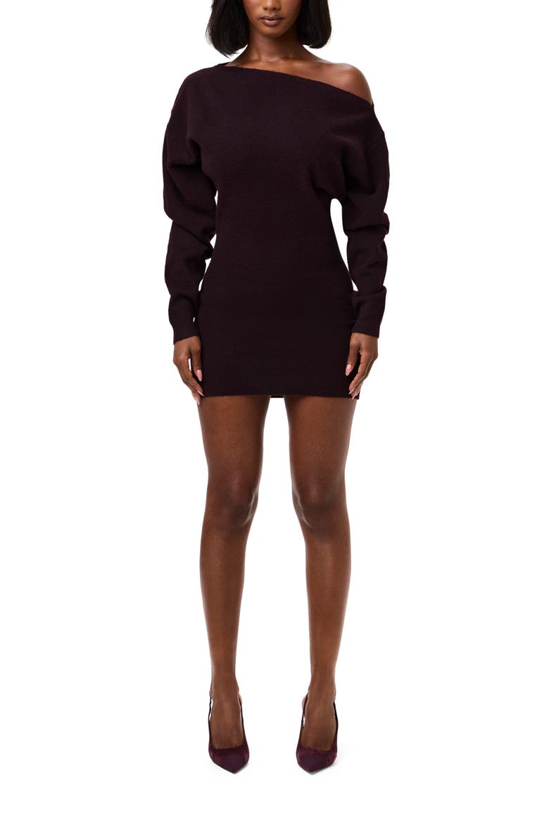 One-Shoulder Long Sleeve Mini Sweater Dress video