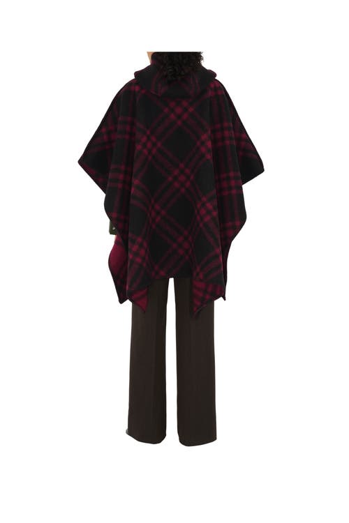 BURBERRY BURBERRY REVERSIBLE CHECK WOOL CAPE
