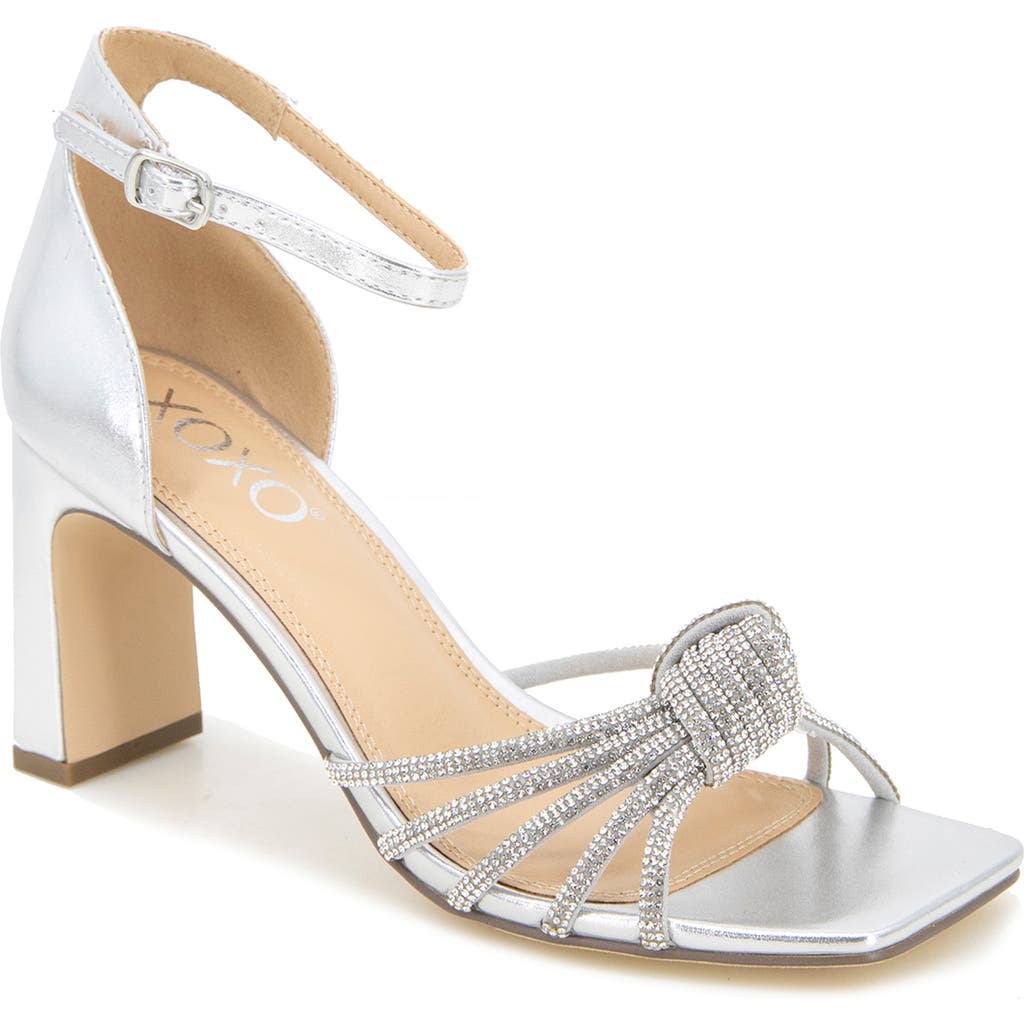 Xoxo Flavia Rhinestone Ankle Strap Sandal In Silver