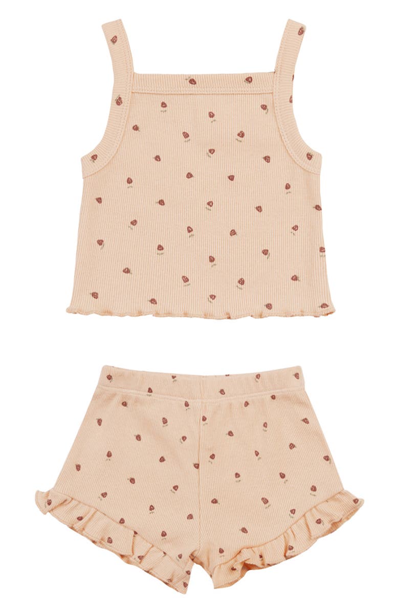 Rylee + Cru Evie Strawberry Print Top & Bloomers Set, Main, color, 