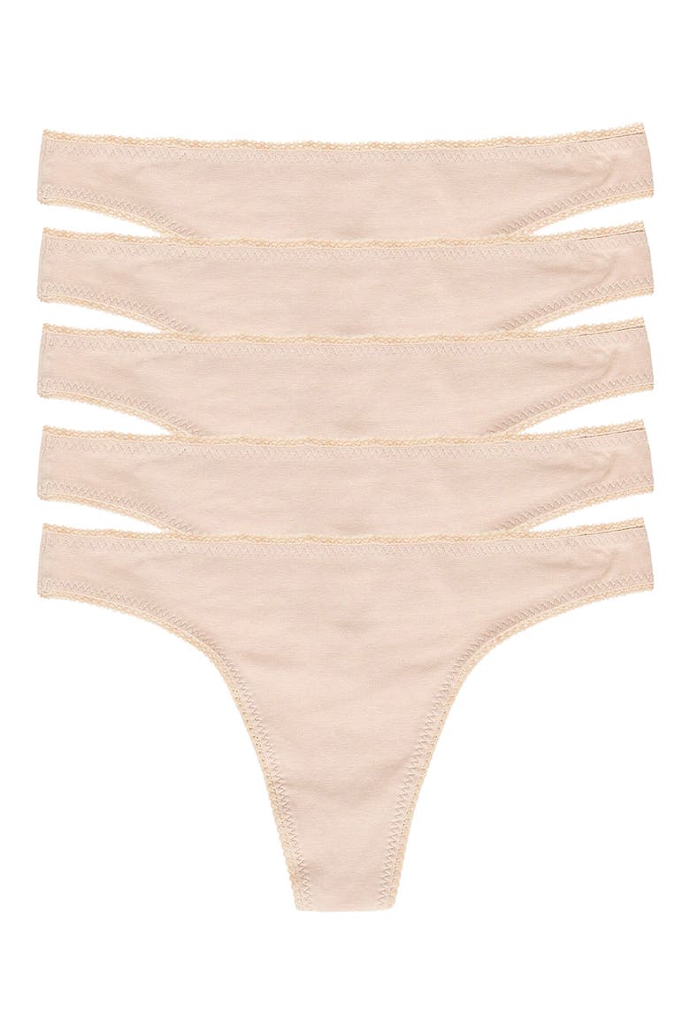 5-Pack Cabana Stretch Cotton Hip-G Thongs, Main, color, CHAMPAGNE