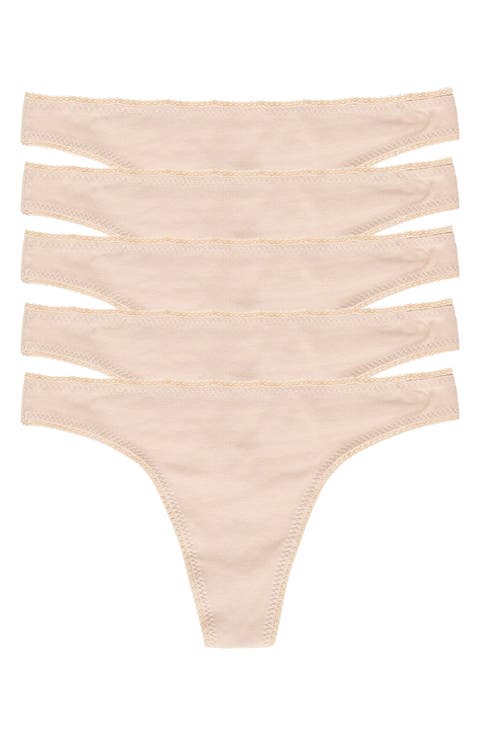 5-Pack Cabana Stretch Cotton Hip-G Thongs