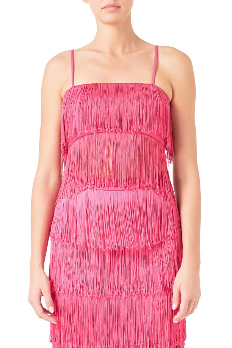 Tiered Fringe Crop Top, Main, color, FUCHSIA