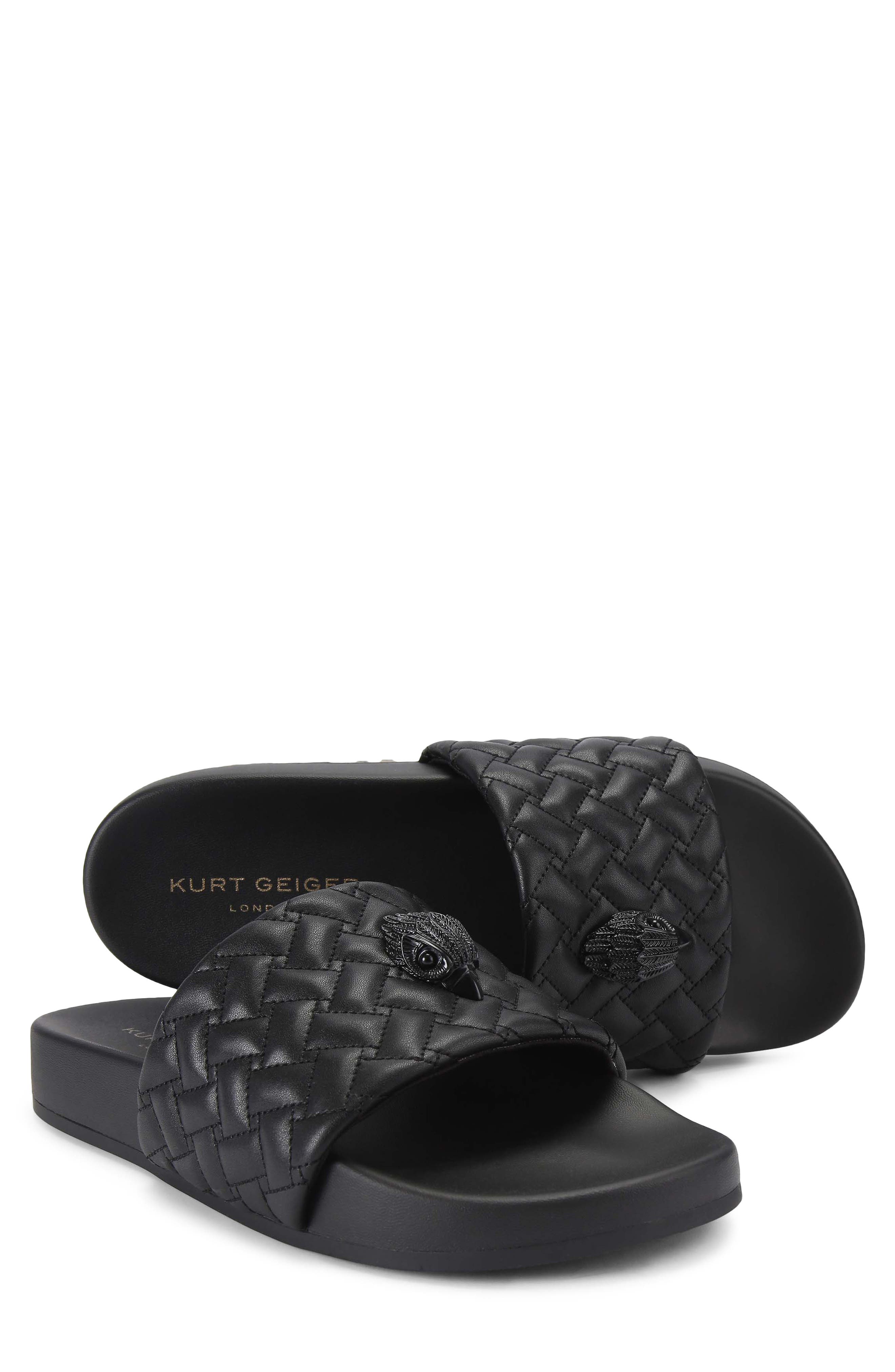 Meena Eagle 2 Faux Leather Slide Sandal, Alternate, color, BLACK