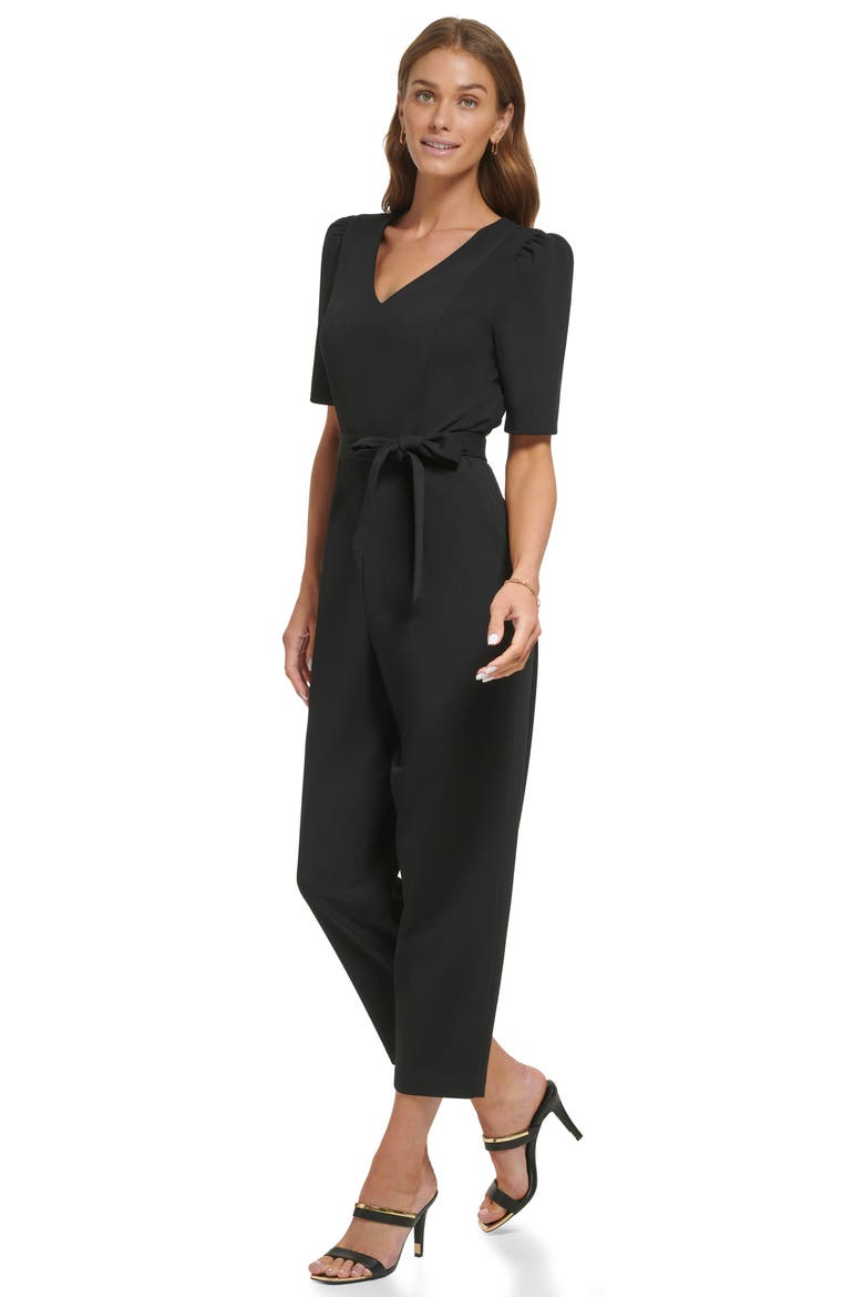 Puff Sleeve Jumpsuit, Alternate, color, BLACK