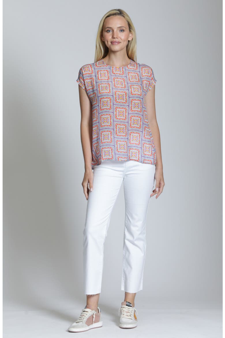 Print Cap Sleeve Shell, Alternate, color, LAVENDER MULTI