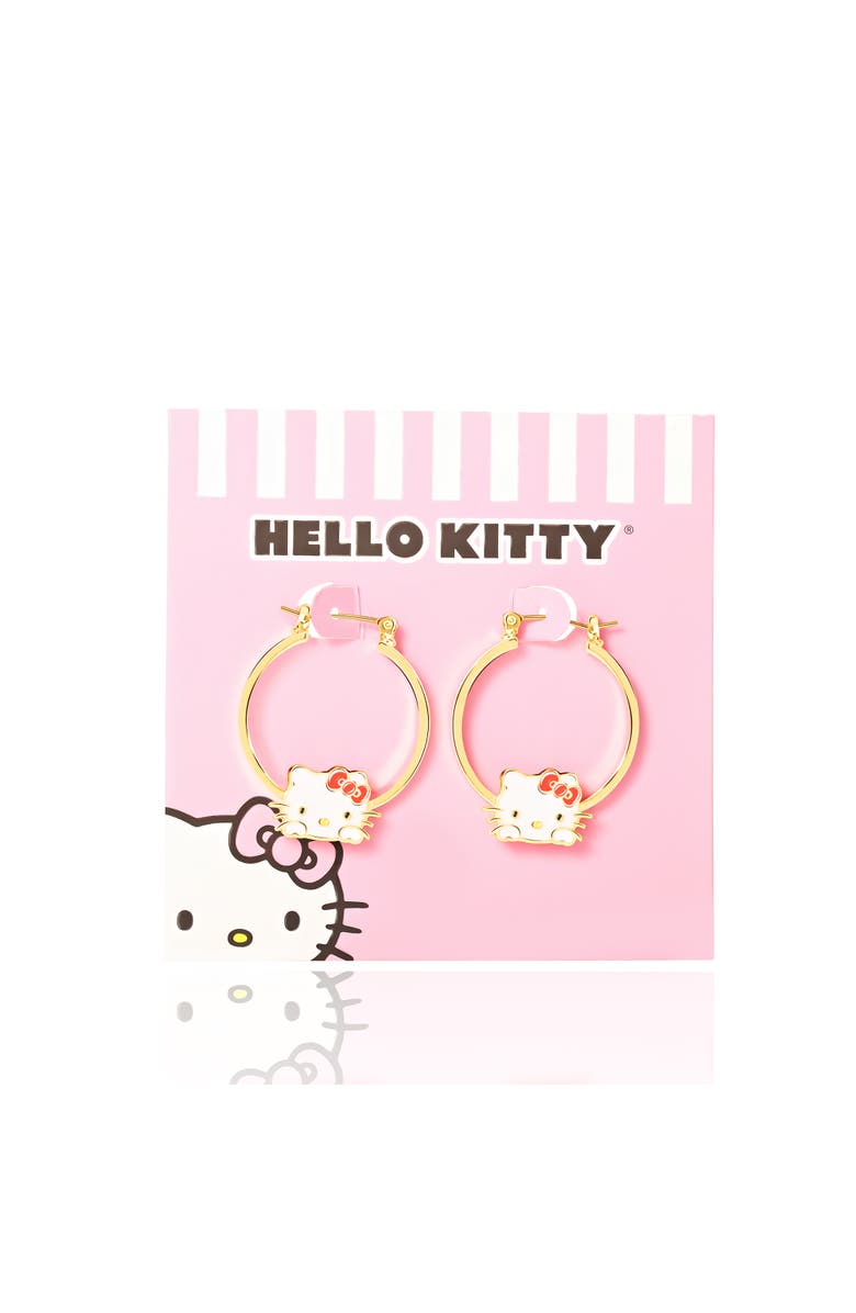 Hello Kitty Gold Flash Plated Hoop Earrings, Alternate, color, Gold