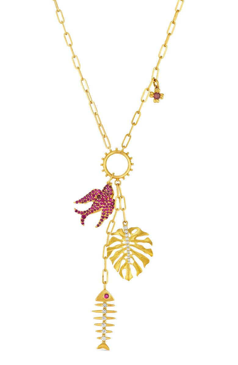 Hueb Penka 18K Gold Necklace, Main, color, Yellow Gold/ Pink