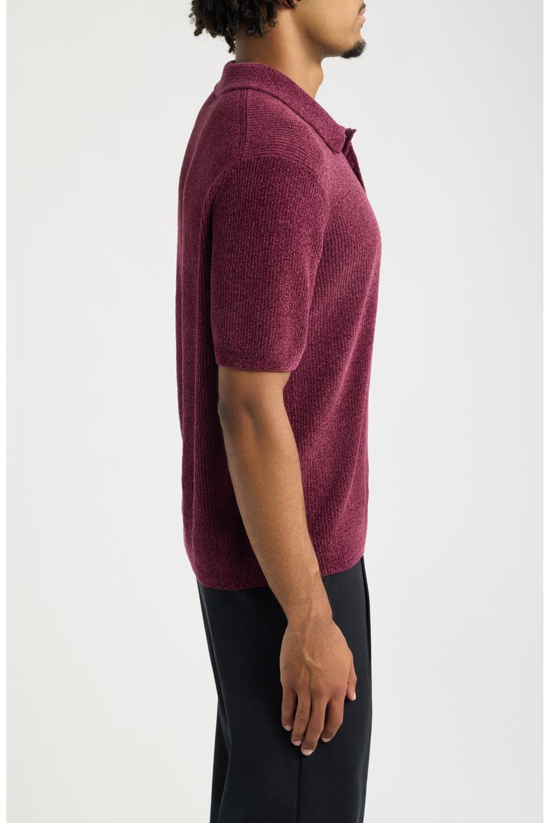 Ribbed Chenille Polo Sweater, Alternate, color, BURGUNDY FIG