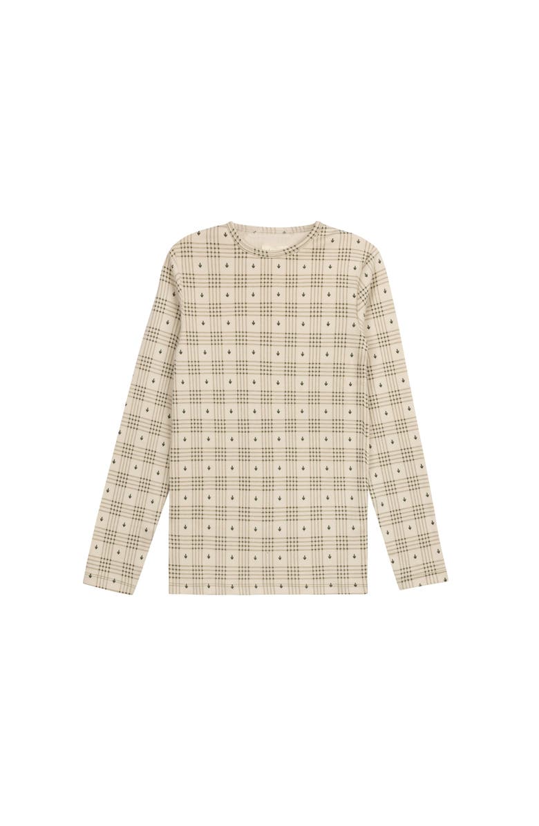 Ely's & Co. Cotton Floral Plaid Collection - Ruffle Neck Tee, Alternate, color, Tan