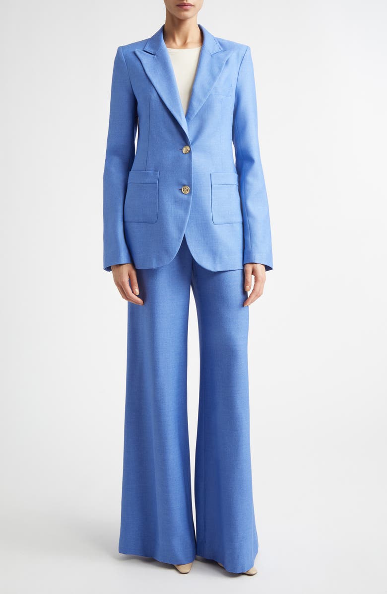 ST. JOHN Silk & Wool Wide Leg Trousers, Alternate, color, Periwinkle