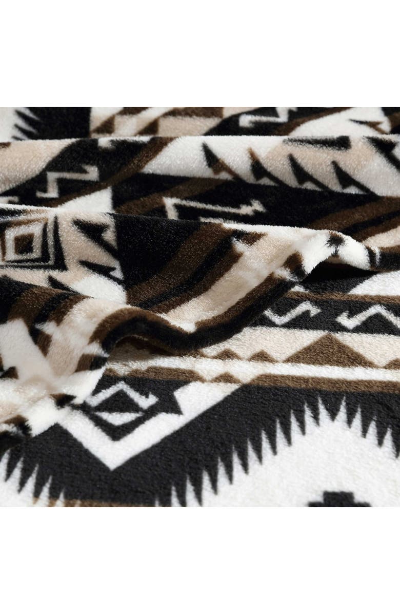 Wrangler Jesse Ikat Plush Fleece Throw Blanket, Alternate, color, Dark Brown