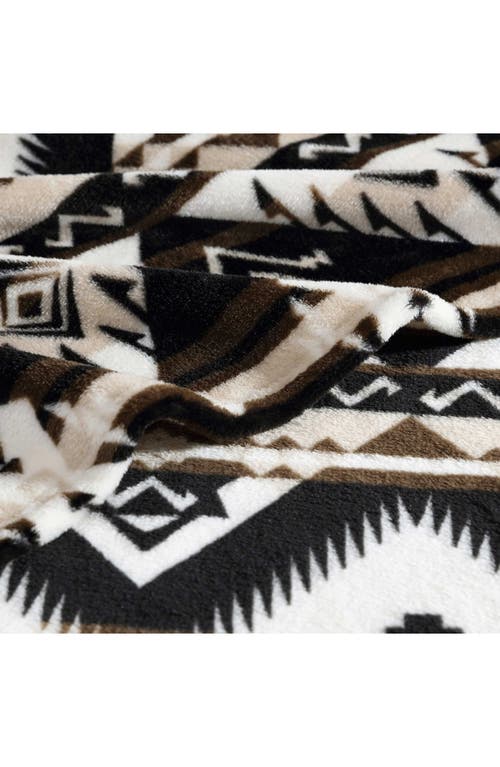 Wrangler Jesse Ikat Plush Fleece Throw Blanket In Dark Brown