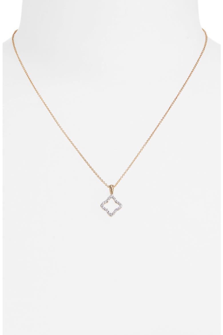 Cable Collectibles Quatrefoil Pendant with Diamonds in Gold on Chain, Alternate, color, DIAMOND