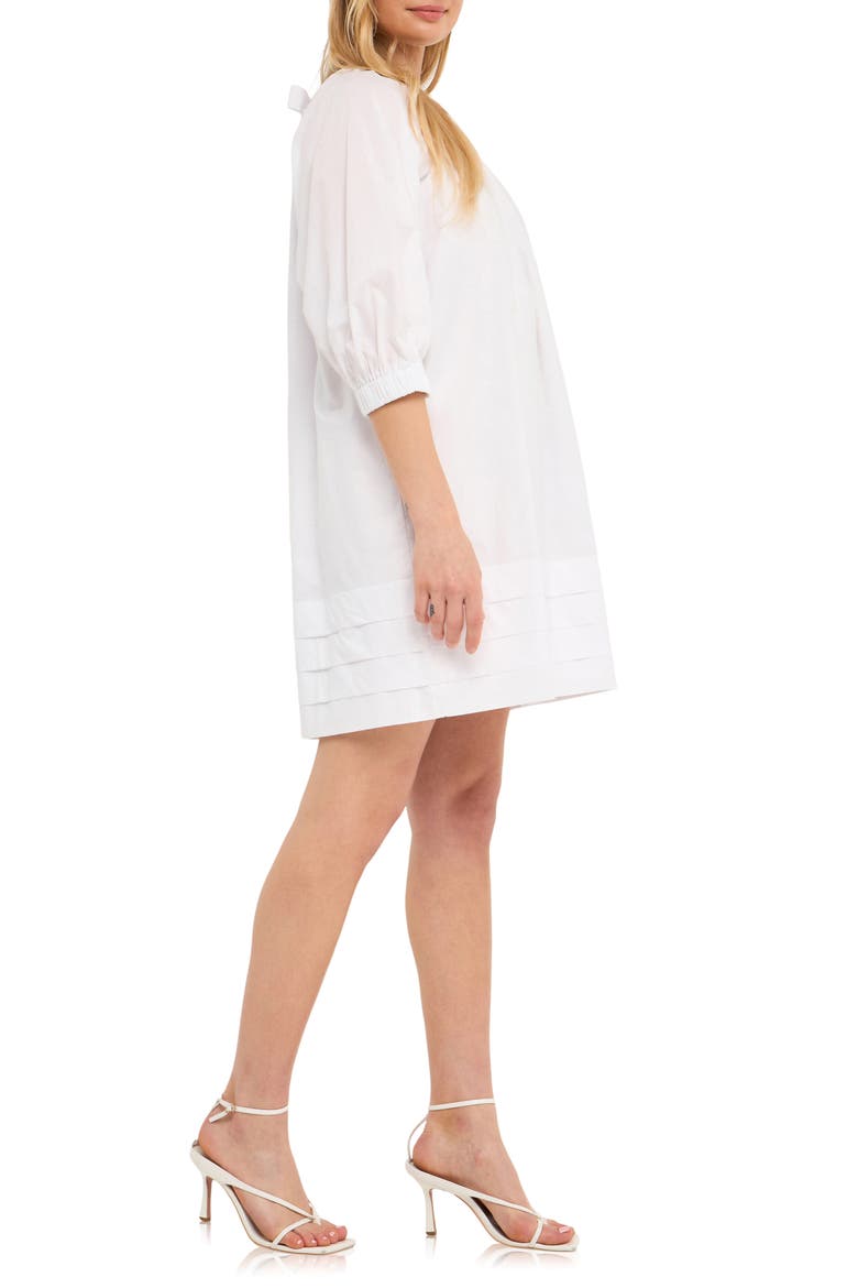 Pleated Hem Cotton Minidress, Alternate, color, WHITE