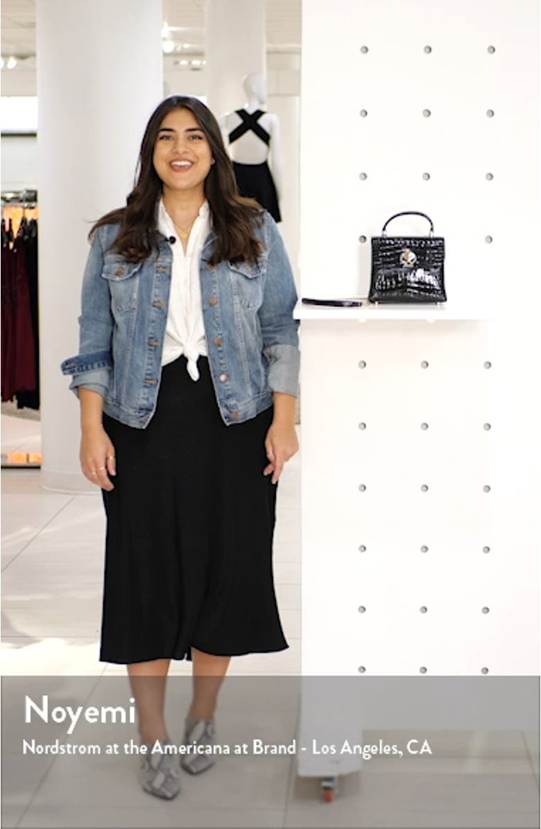 romy croc-embossed leather top handle bag, sales video thumbnail