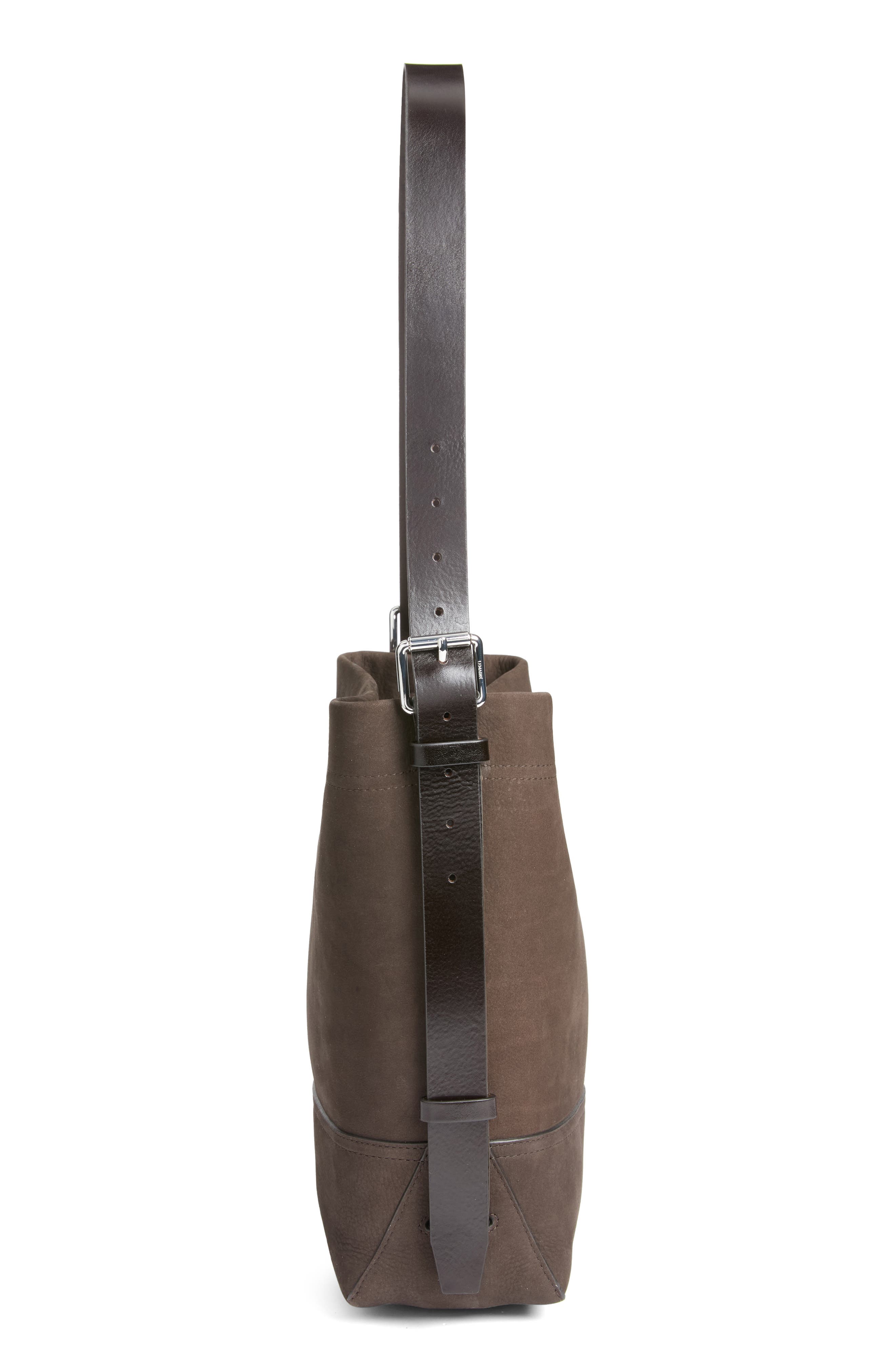 Small Belted Leather Tote, Alternate, color, EBONY BROWN