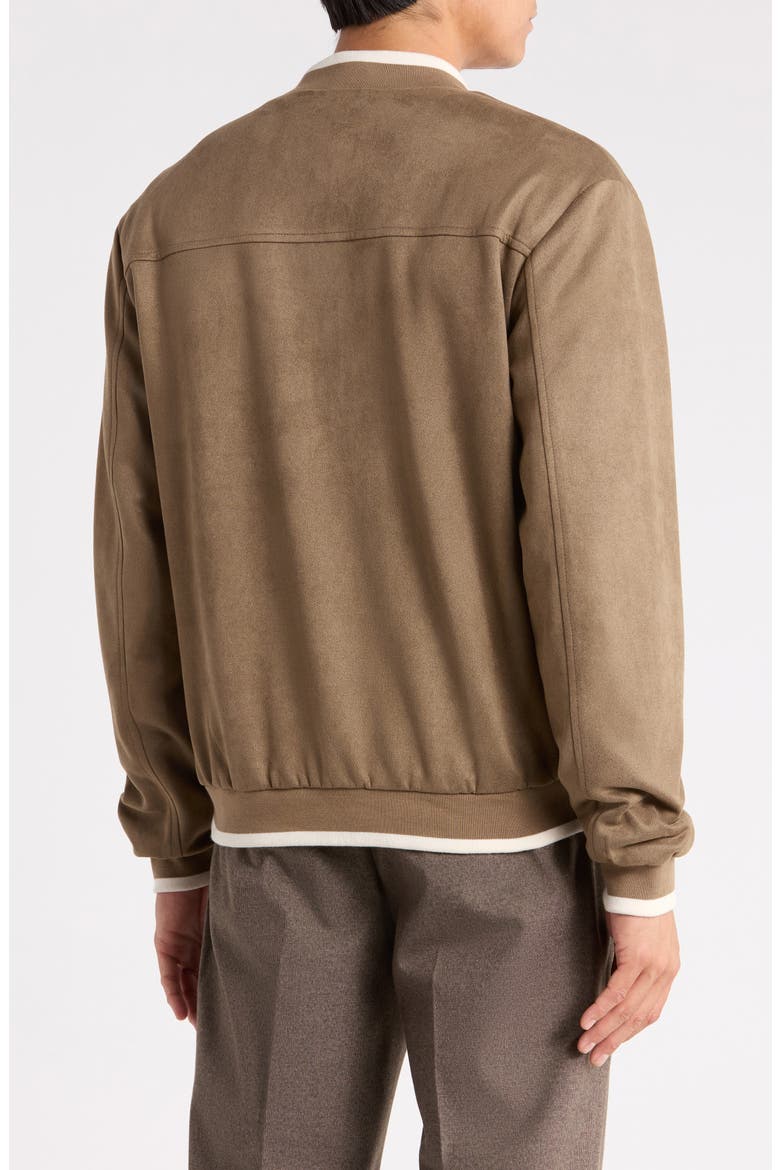 Faux Suede Bomber Jacket, Alternate, color, TAUPE