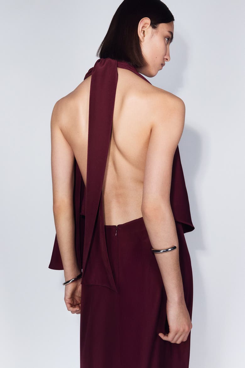 Cape-sleeved Kaftan Dress, Alternate, color, Burgundy