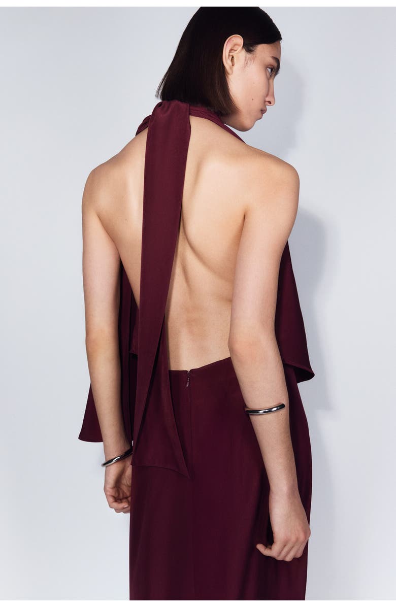H&M Cape-sleeved Kaftan Dress, Alternate, color, Burgundy