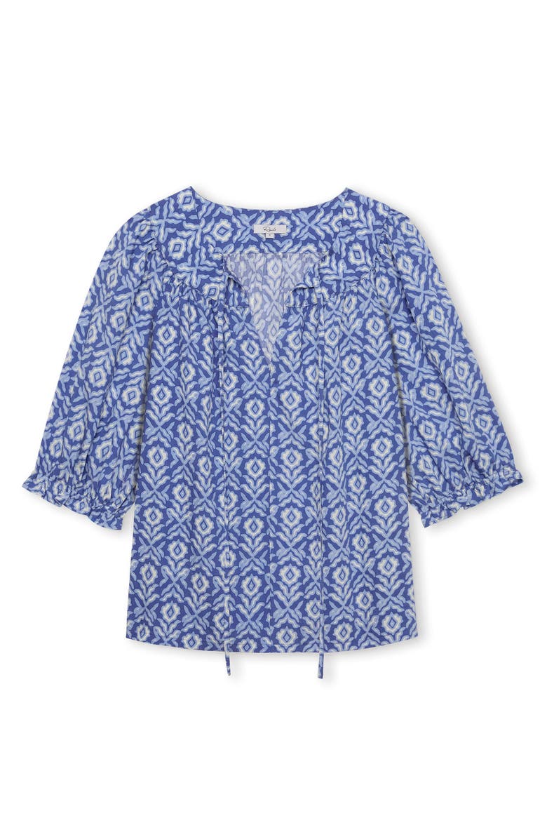 Rails Belina Floral Three-Quarter Sleeve Top, Alternate, color, Blue Ikat
