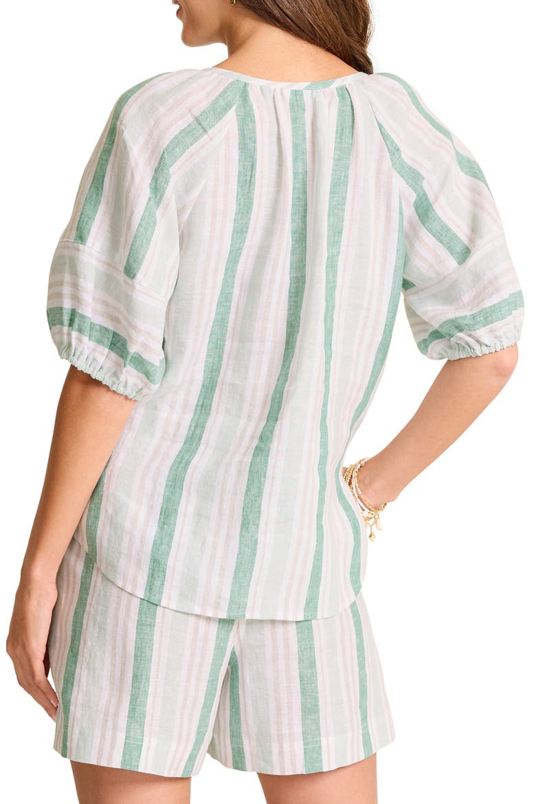 Seabright Cove Stripe Linen Top, Alternate, color, SILKY GREEN