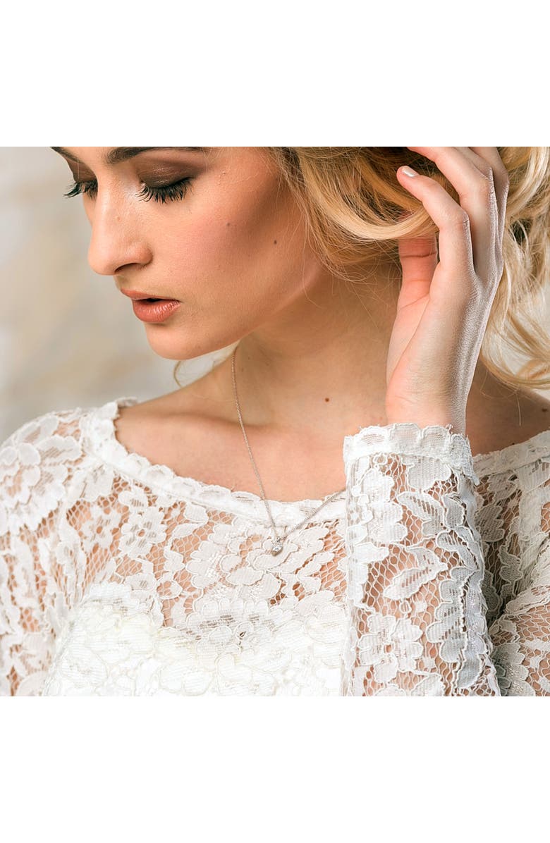 Julianna B. Moissanite Solitaire Heart Necklace, Alternate, color, Sterling Silver