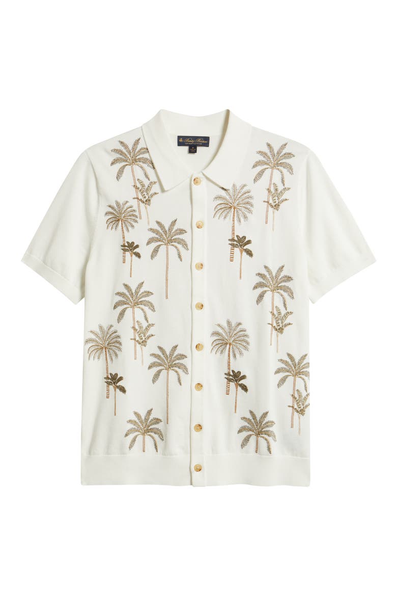 Emroidered Full Button Cotton Cardigan, Alternate, color, PALMS MOTIF BEIGE