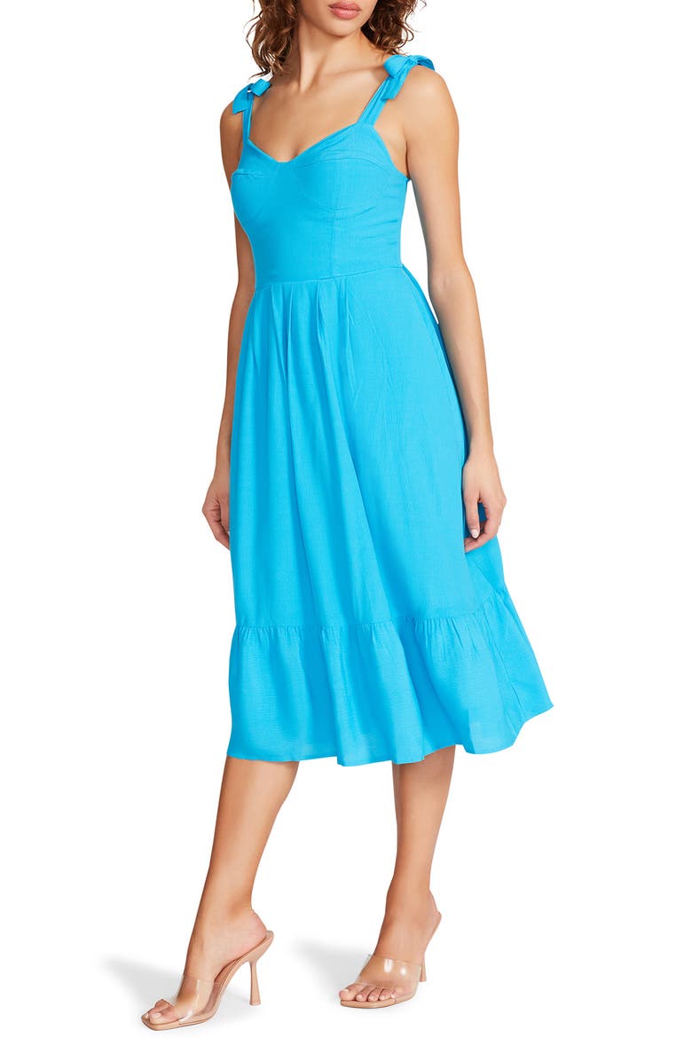 Sophia Rose Tie Strap Midi Sundress, Alternate, color, ARUBA BLUE