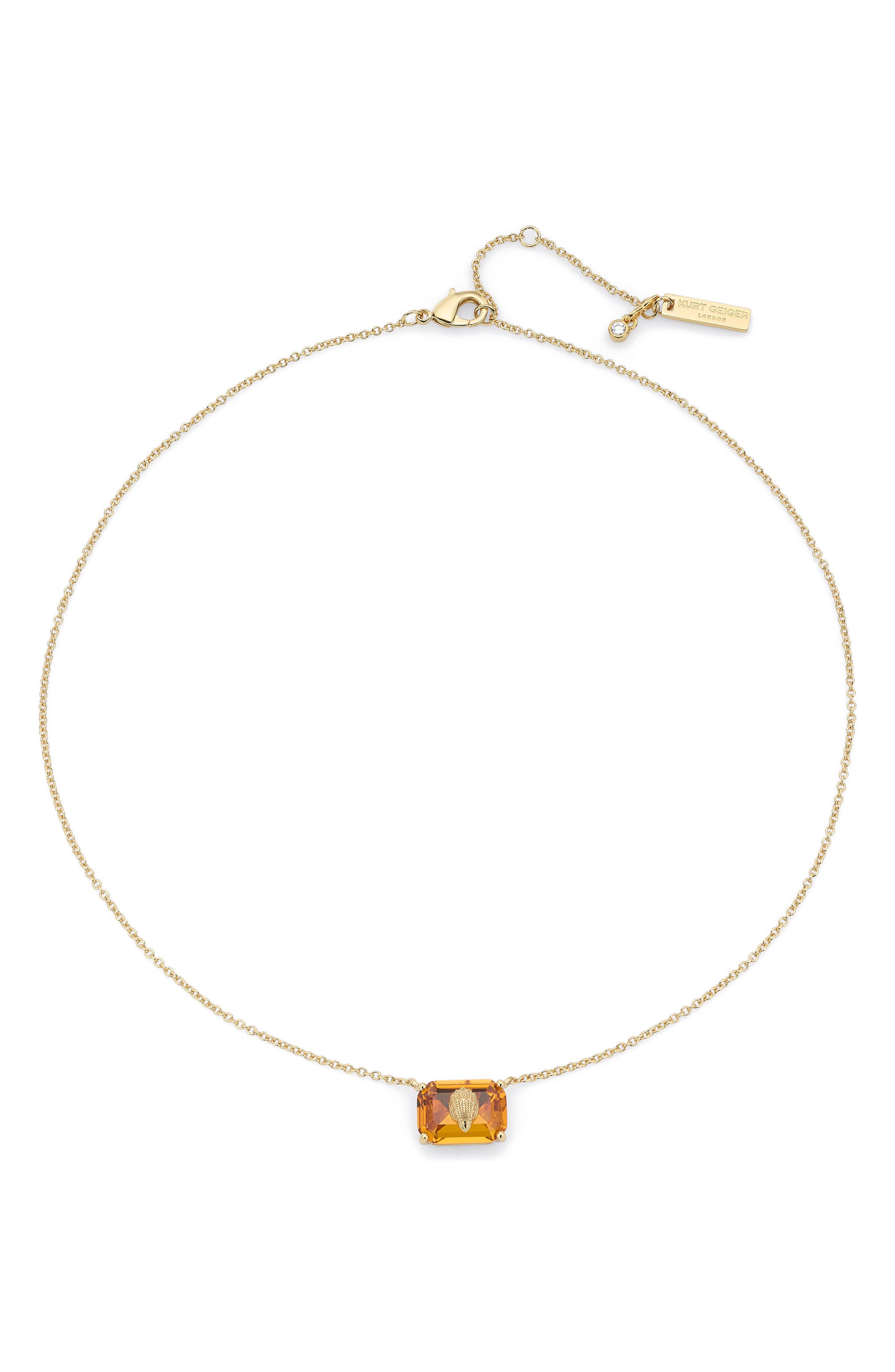 Kurt Geiger London Emerald Cut Crystal Pendant Necklace