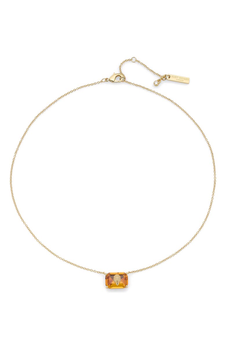Kurt Geiger London Emerald Cut Crystal Pendant Necklace, Main, color, Topaz