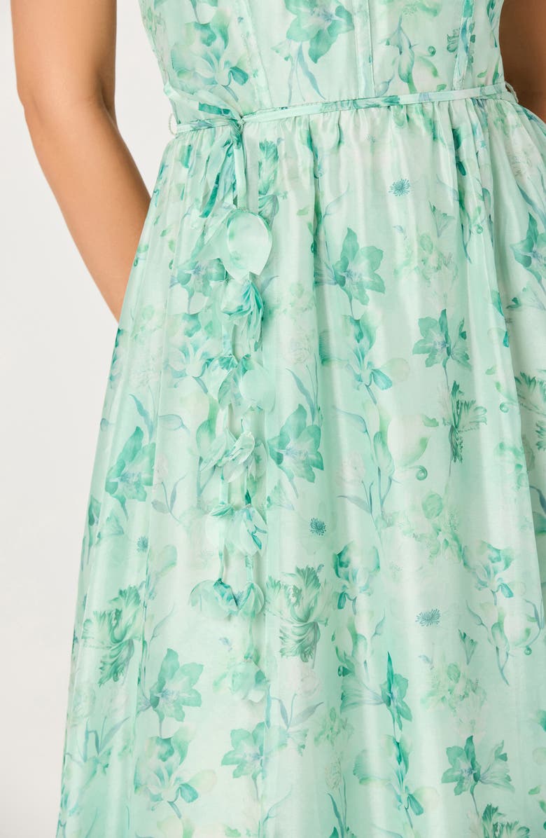 ASTR the Label Halcyon Floral Print A-Line Dress, Alternate, color, Green Floral