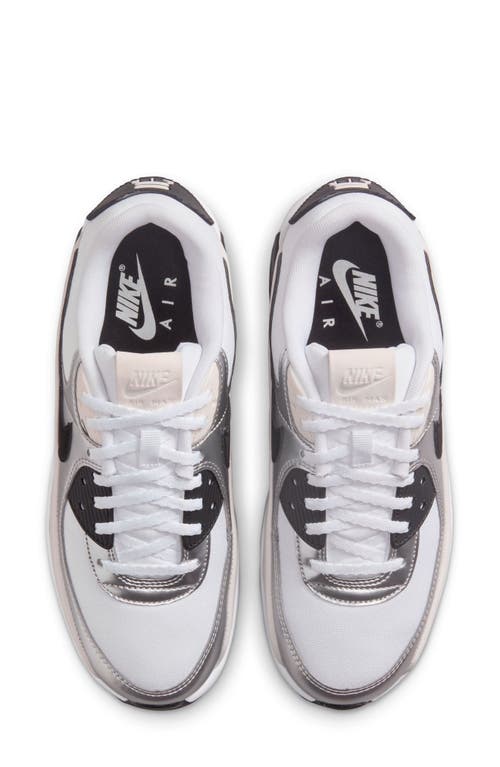 Nike Air Max 90 Lv8 Platform Sneaker In White/black/silver