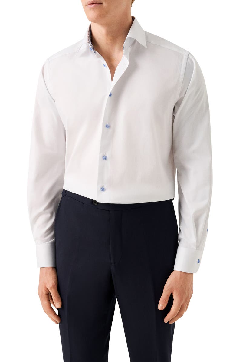 Eton Contemporary Fit Cotton Dress Shirt, Main, color, White
