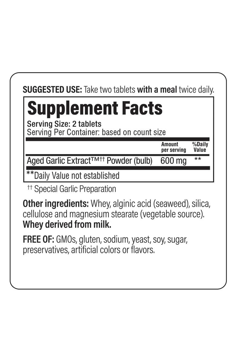 Kyolic Aged Garlic Extract Formula 100, Cardiovascular Health, 200 tablets., Alternate, color, NO COLOR