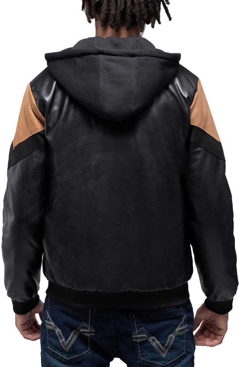 XRAY Hooded Faux Leather Jacket, Alternate, color, Black/ Brown