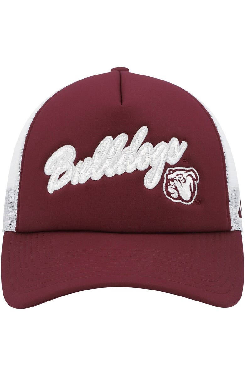 adidas Men's adidas Maroon Mississippi State Bulldogs Script Trucker Snapback Hat, Alternate, color, Maroon