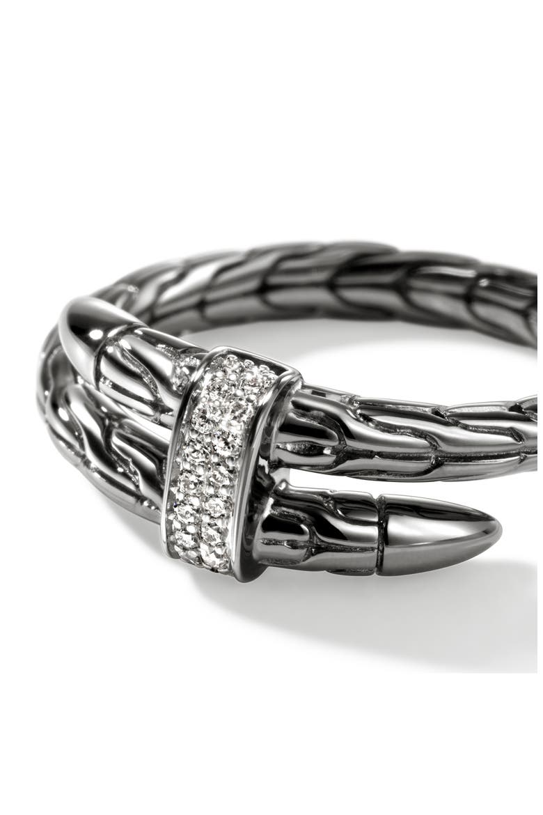 Spear Wrap Ring, Diamonds, Alternate, color, DARK STERLING SILVER