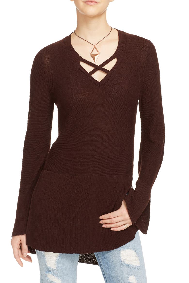 Crisscross Sweater, Main, color, CHOCOLATE