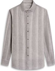 Bugatchi Julian Shaped Fit Shadow Stripe Linen Button-Up Shirt